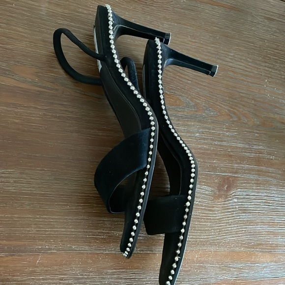 Steve Madden Sylvie High Heels Black Silver Studded Sling-backs Size 8.5 - Picture 11 of 12